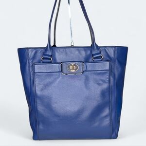 Kate Spade New York Hampton Road Davis Blue Smooth Leather Tote Turn Lock Large